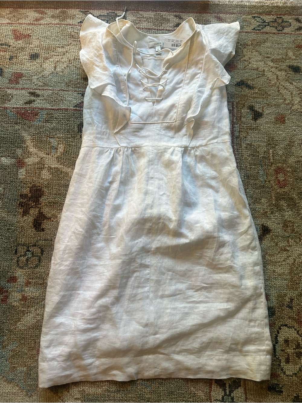 J. Crew White Linen Lace-Up Mini Dress - 100% linen